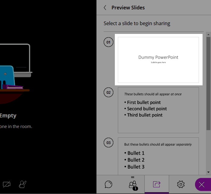 screenshot of collaborate showing slides after upload to collaborate
