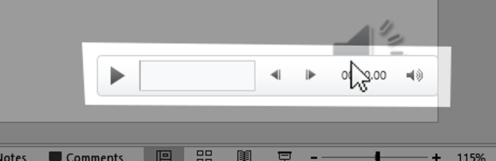 screenshot of powerpoint showing audio media player