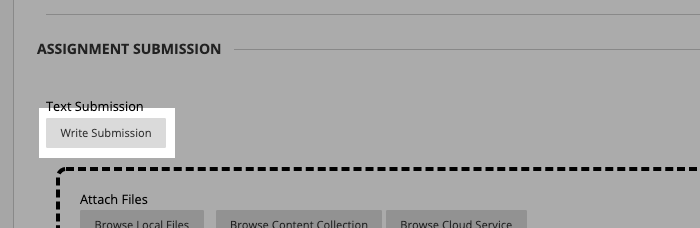 screenshot of learn showing location of write submission button