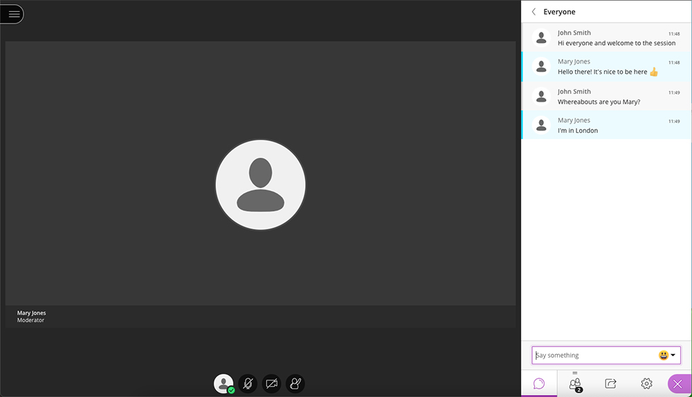 Screenshot of a Blackboard Collaborate Ultra session in a web browser