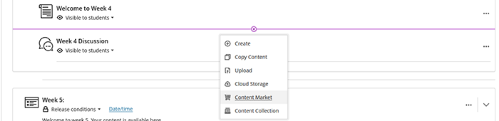 screenshot showing how to add content to Learn
