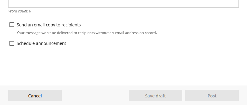 Learn announcement email and post view