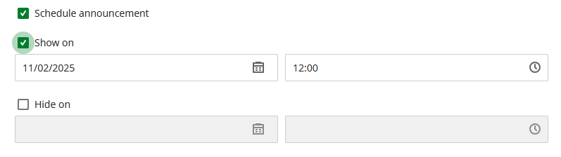 Learn announcement scheduling